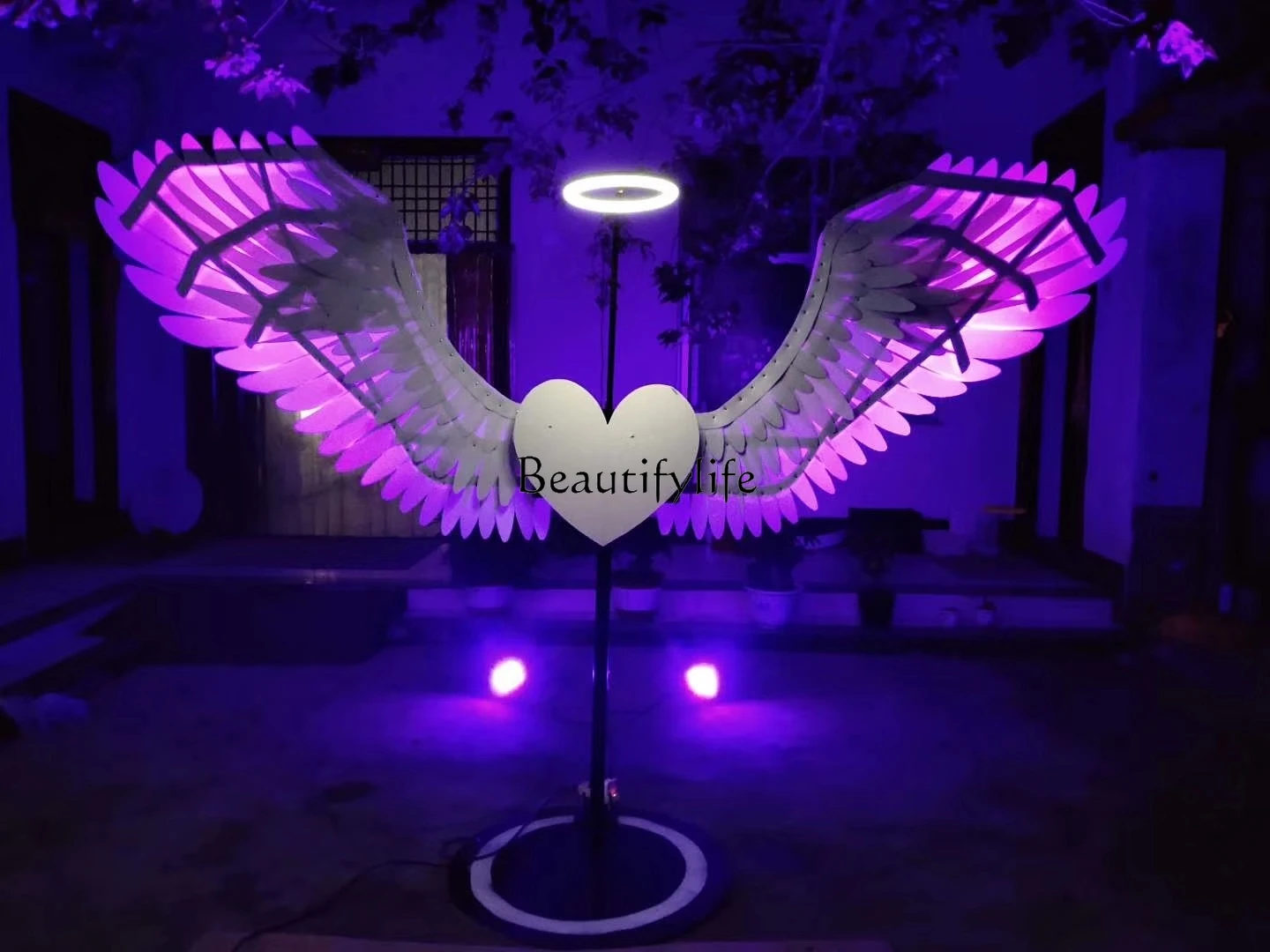 Large Commercial Performance Background Wall Props Luminous Activity Props Wings Led Lights Wings