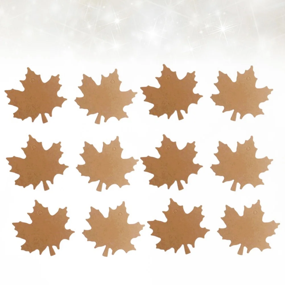 

100pcs Vintage Maple Leaves Design Gift Tag Creative Kraft Paper Tag Fall Decor for Baking Store Gift with 20M Rope