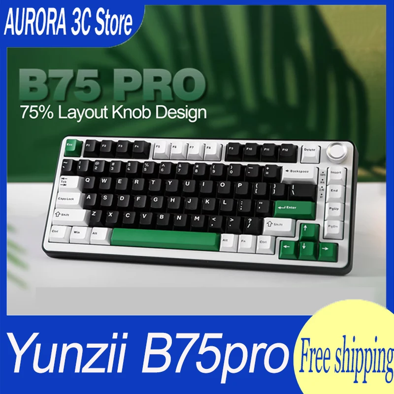 Yunzii B75pro Keyboard Keynouo Three-Mode Wireless Mechanical Keyboard Rgb Customized Hot Swap Keyboard Accessories For Compute