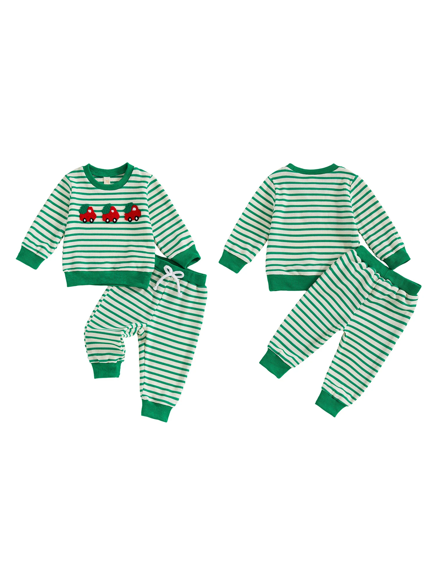 

Infant Holiday Reindeer Applique Knit Sweater and Pants Set for Christmas Celebration with Family Gathering