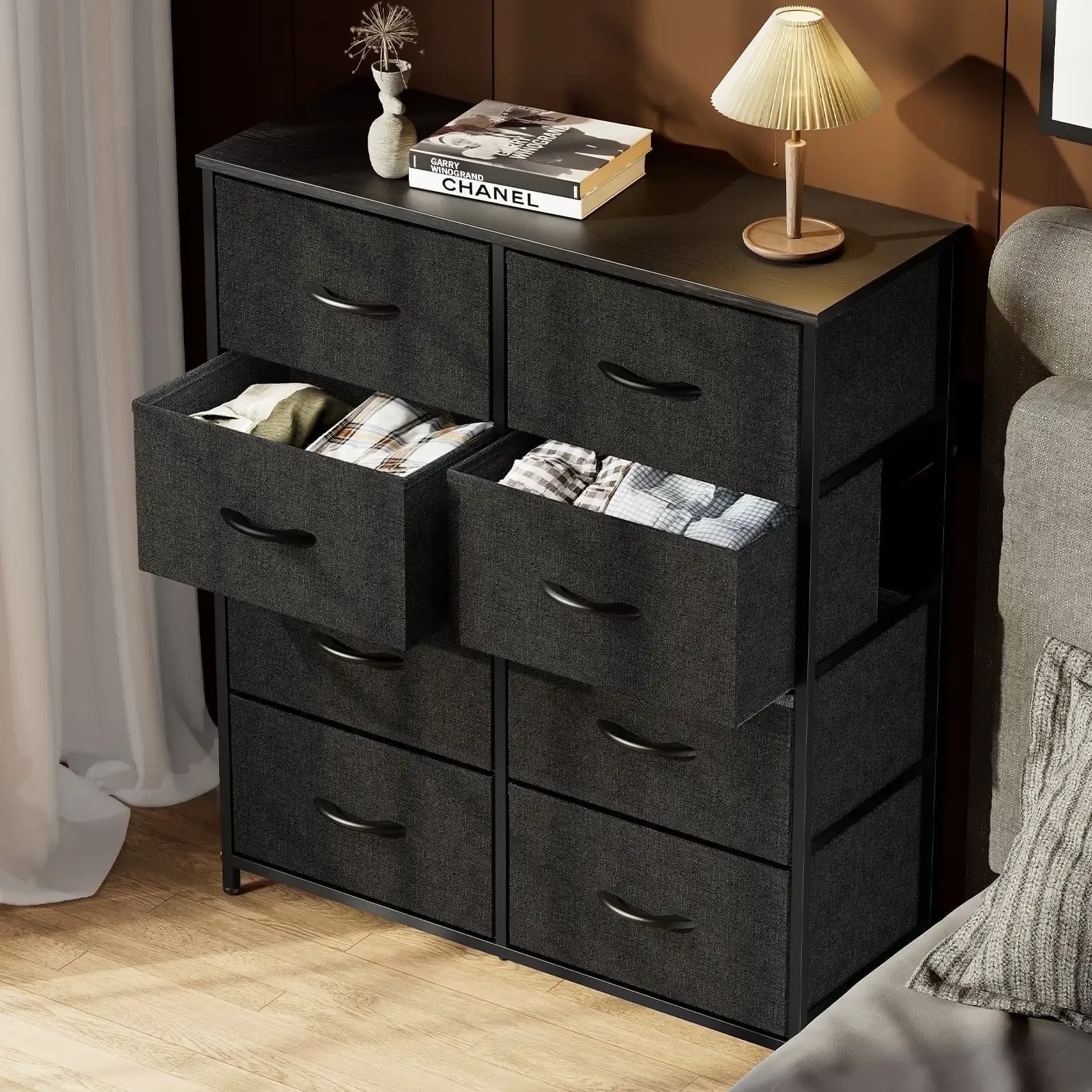 

8-Drawer Fabric Dresser Storage Chest for Bedroom, Closet, Entryway, Storage Furniture for Adults, Black