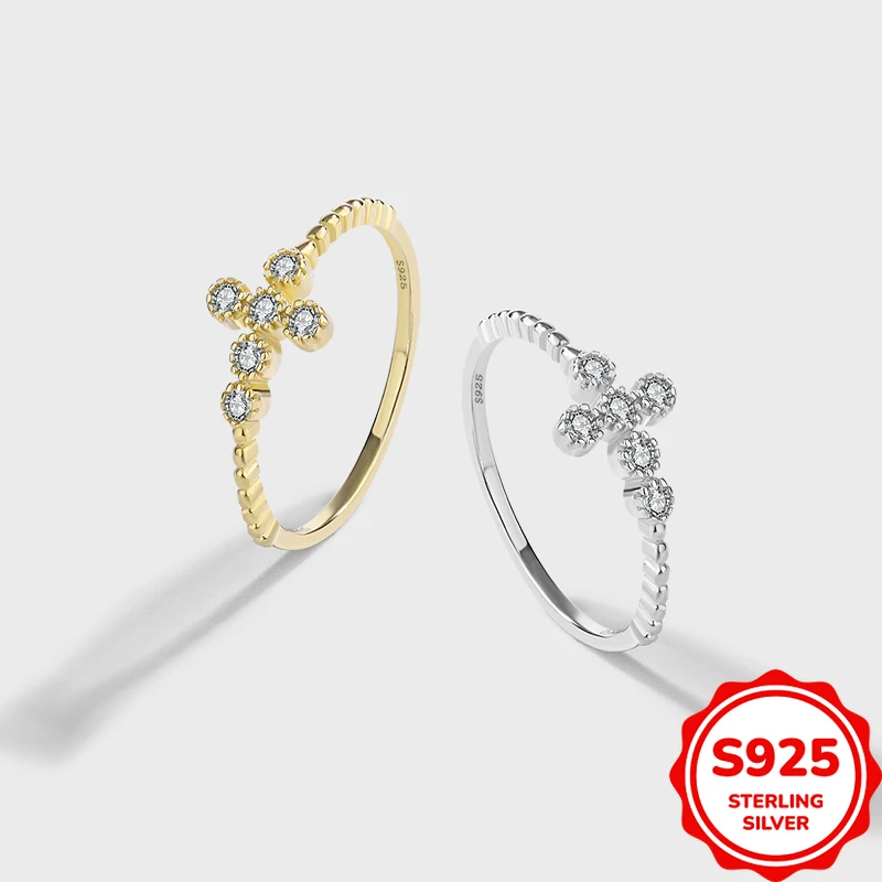 

Simple and Personalized Authentic S925 Silver Cross Women's Ring