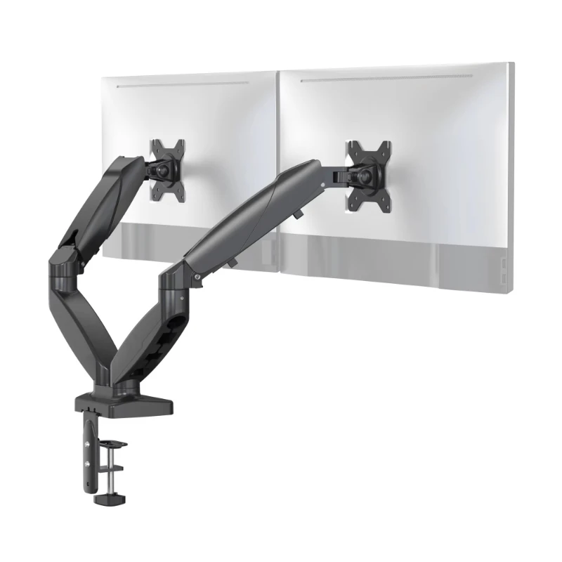 V-bracket new ergonomic design home office dual adjustment gas spring display arm bracket manual adjustment