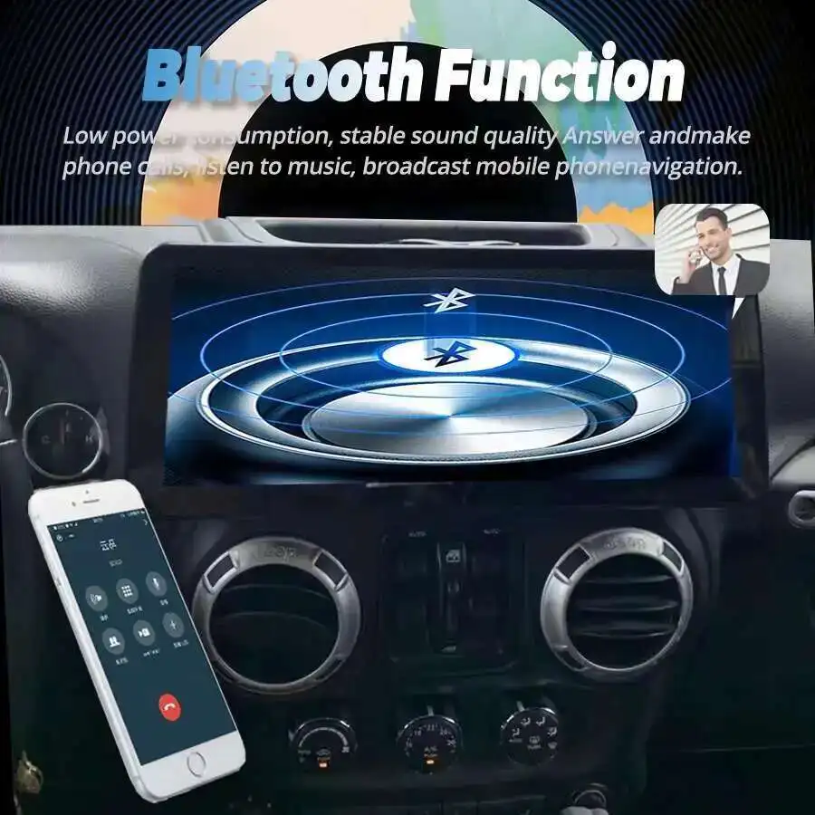 12.3 بوصة راديو السيارة اللاسلكي carplay أندرويد 14 لسيارة جيب رانجلر 3 JK 2010-2018 مشغل فيديو الوسائط المتعددة التلقائي WIFI DSP وحدة الرأس