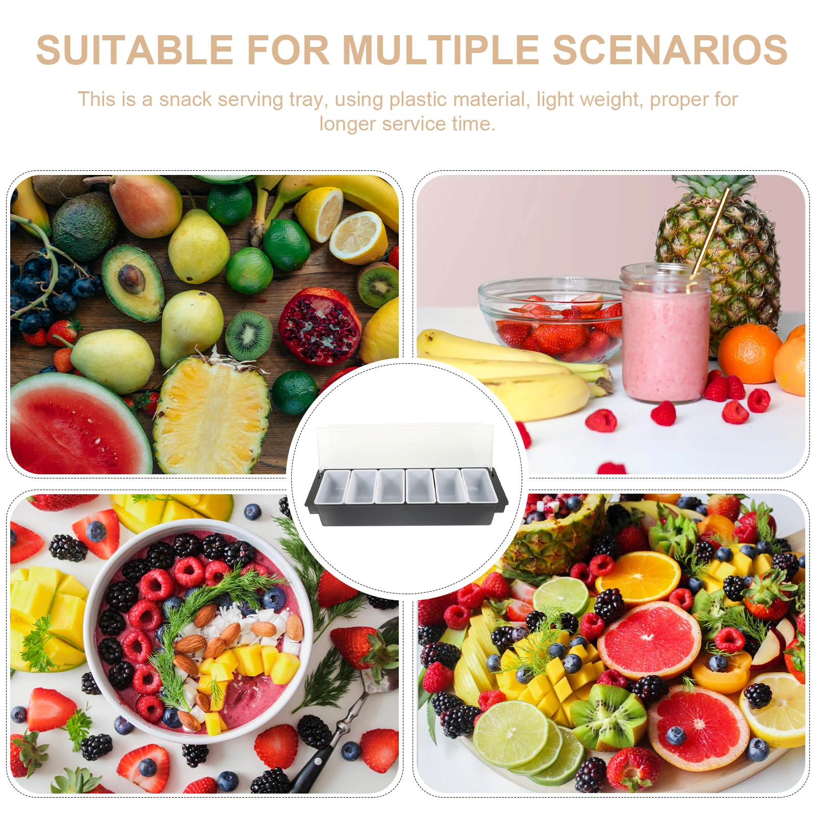 

Compartment Fruit Box Fruits Snacks Container Desktop Divided Containers for Plastic Small Food