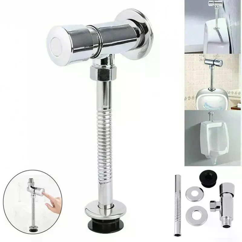 Urinal Toilet Flush Valve Button Type Manual Delay Automatic Shutoff Push Urinal Valve Straight For Public Toilet Bathroom Parts