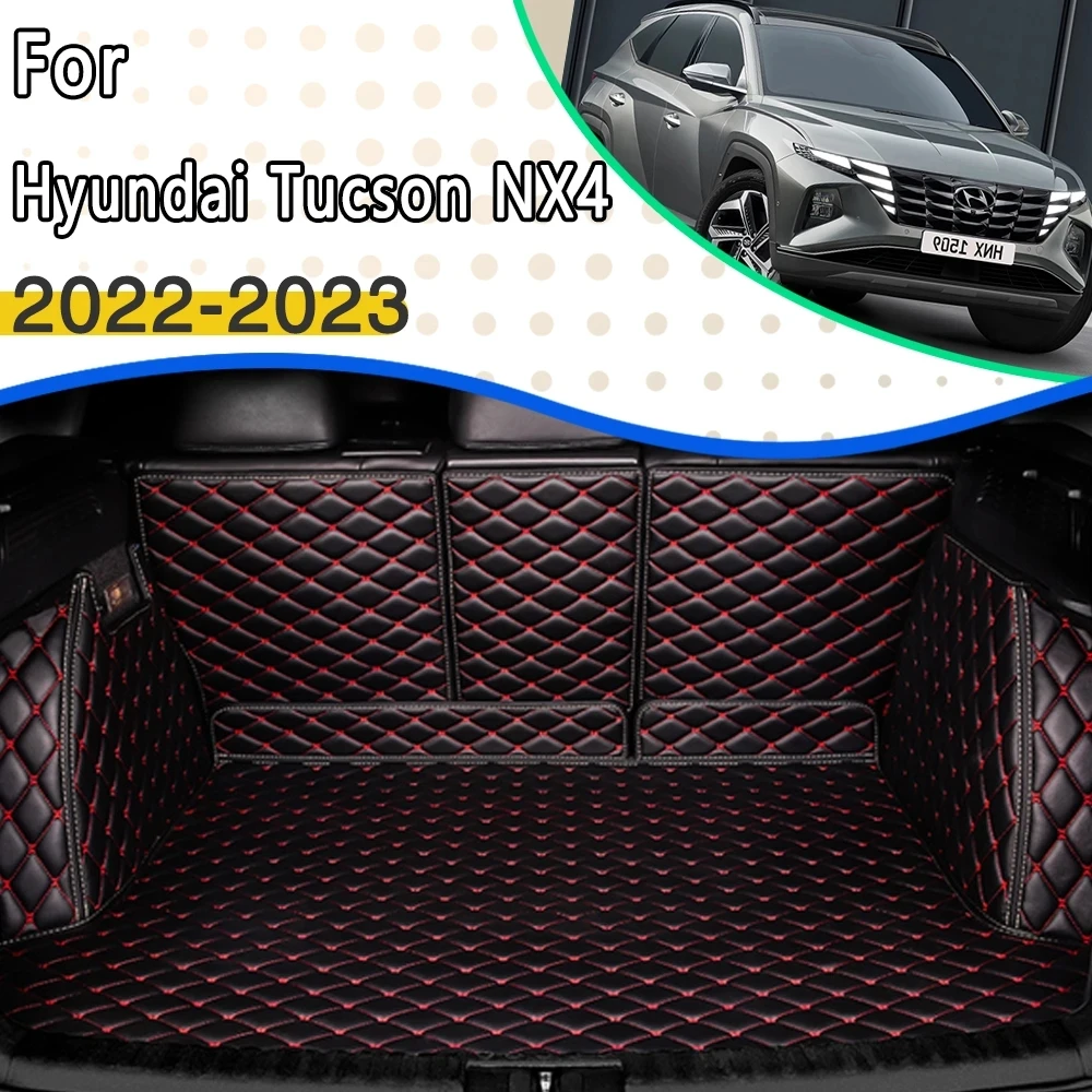 Leather Car Trunk Mats Car Mat For Hyundai Tucson NX4 2022 2023 Dedicated Surrounded Trunk Mat Coche Car Accessorie Storage Pad