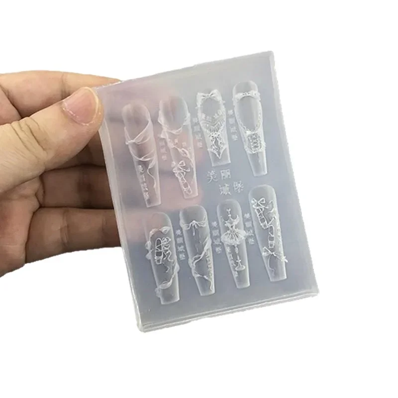 Forma silikonowa 3D do zdobienia paznokci w kształcie kokardki, do samodzielnego tworzenia wzorów, przezroczysty szablon do rzeźbienia, narzędzie do projektowania manicure.