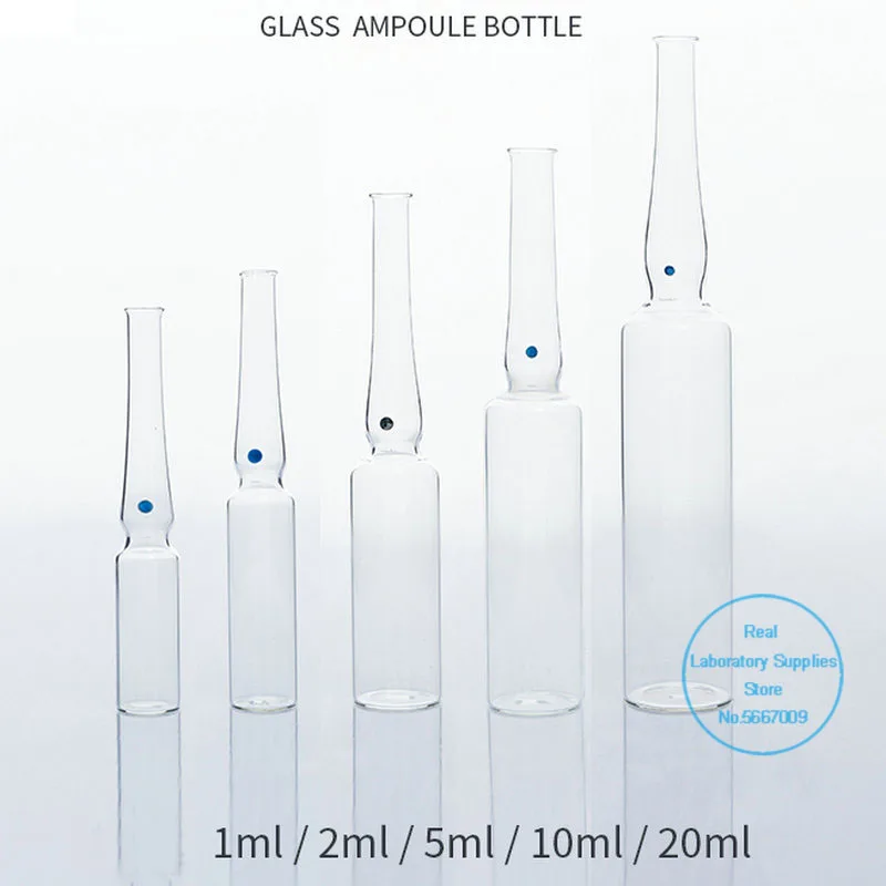 1/2/5/10/20ml Lab Clear/Brown Glass Curved Neck Flexible Ampoule Bottle Used To Preserve The Species of Microorganisms