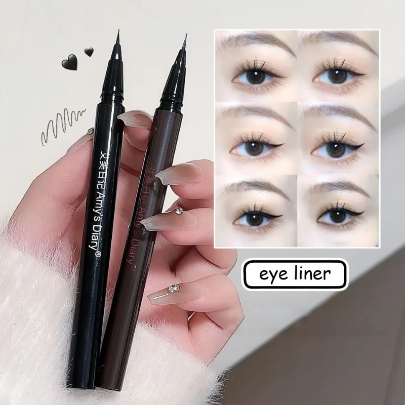 Women Black Liquid Eyeliner Long-lasting Waterproof Eye Liner Pencil Pen Brighten Lying Silkworm Matte Eye Makeup Cosmetic Tools