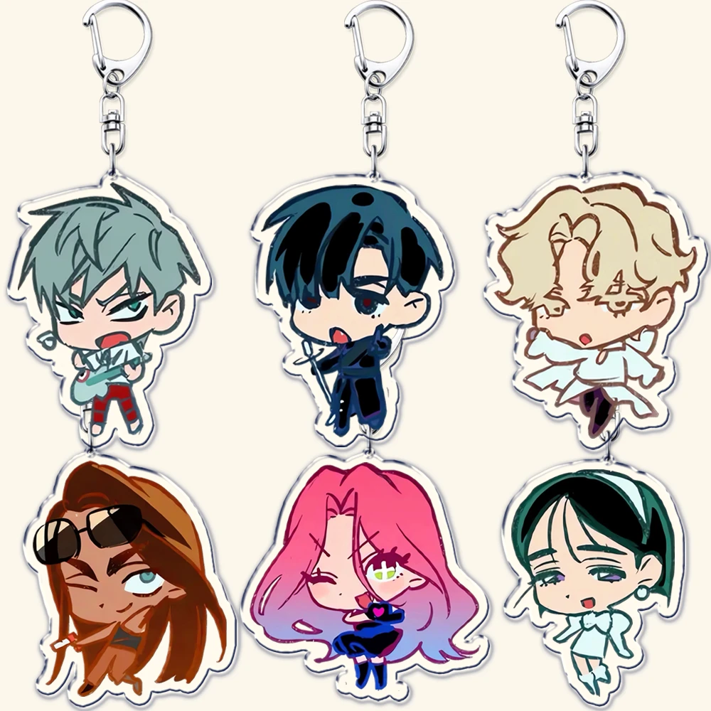 Hot Alien Stage Chibis Anime Keychains Keyring for Accessories Bag Luka Ivan Till Mizi Hyuna Sua Pendant Key Jewelry Fans Gifts