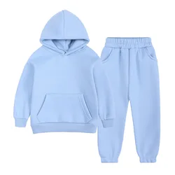 MILANCEL New Autumn Kids Hoodie Set Children Boys Solid Color Fleece Padded Sports Shirt Suit Girls 2-6T Hoodie Outfit 2PCS