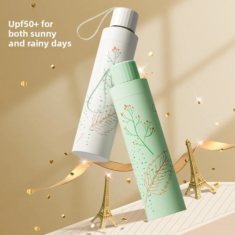 Ombrellone anti-UV, leggero, portatile, pieghevole per donna, pioggia o lucentezza, addensato e allargato