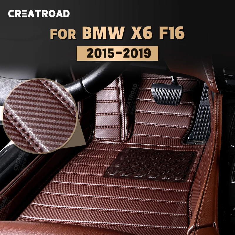 

Custom Carbon Fibre style Floor Mats For BMW X6 F16 2015 2016 2017 2018 2019 Foot Carpet Cover Auto Interior Accessories