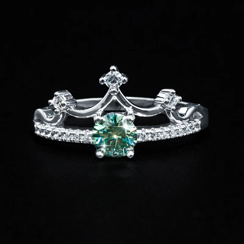 

Женское кольцо-корона с муассанитом D-цвета 0,5 карата (круглой огранки), серебро 925 пробы с покрытием из 18-каратного золота, сверкающие ювелирные изделия Ac