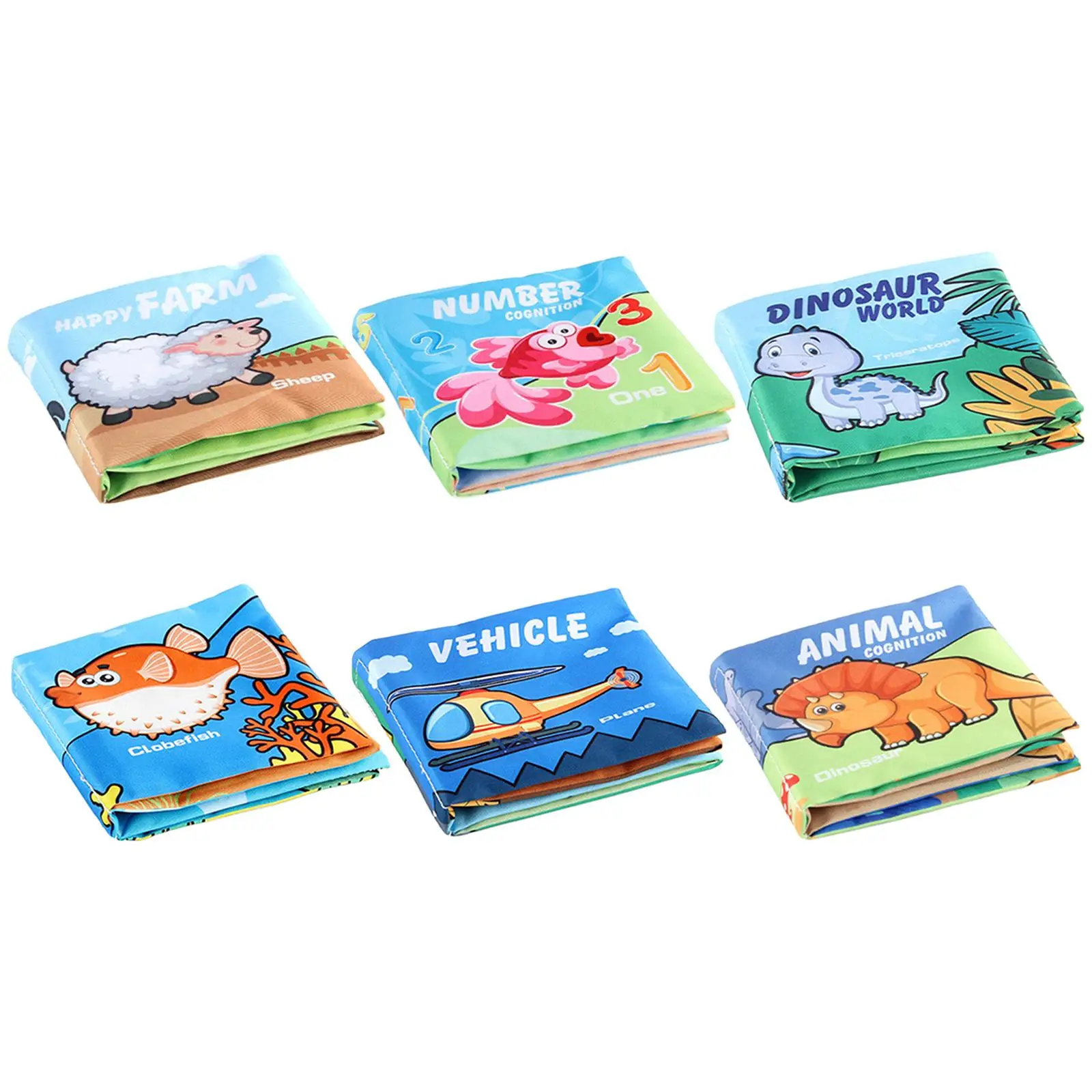 6Pcs 부드러운 아기 헝겊 책 빨 수있는 장난감 유아 아기 어린이를위한 교육
