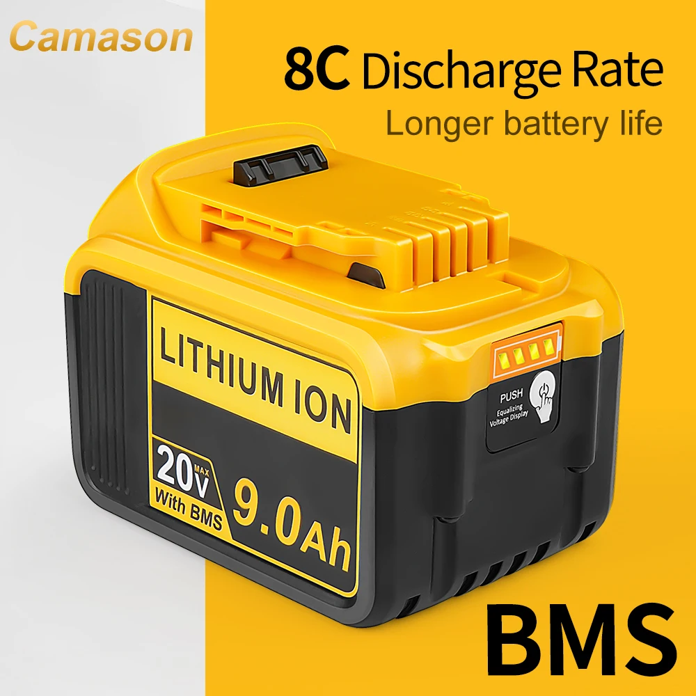 Camason 9Ah Battery for Dewalt 18V 20V power Tools rechargeable electric tool Accessories Lithium batteries Replace DCB200 184