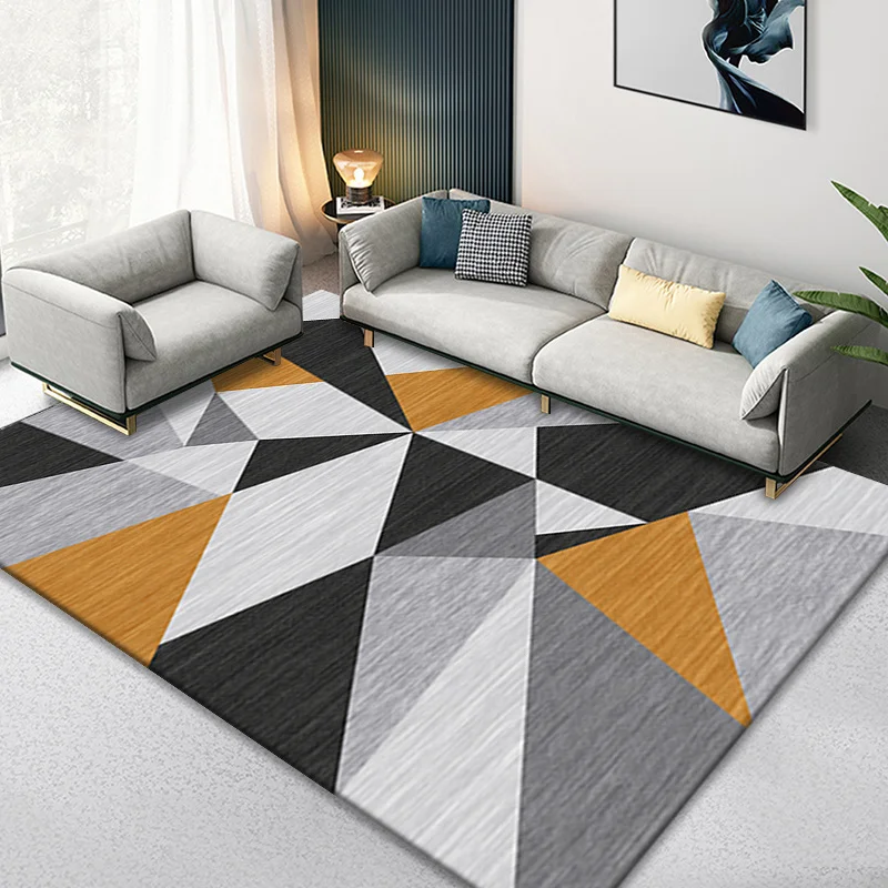 

Fashion Modern Light Luxury Black Gray Marble Metal Line Living Room Bedroom Bedside Carpet Floor Mat Alfombra Tapetes De Sala