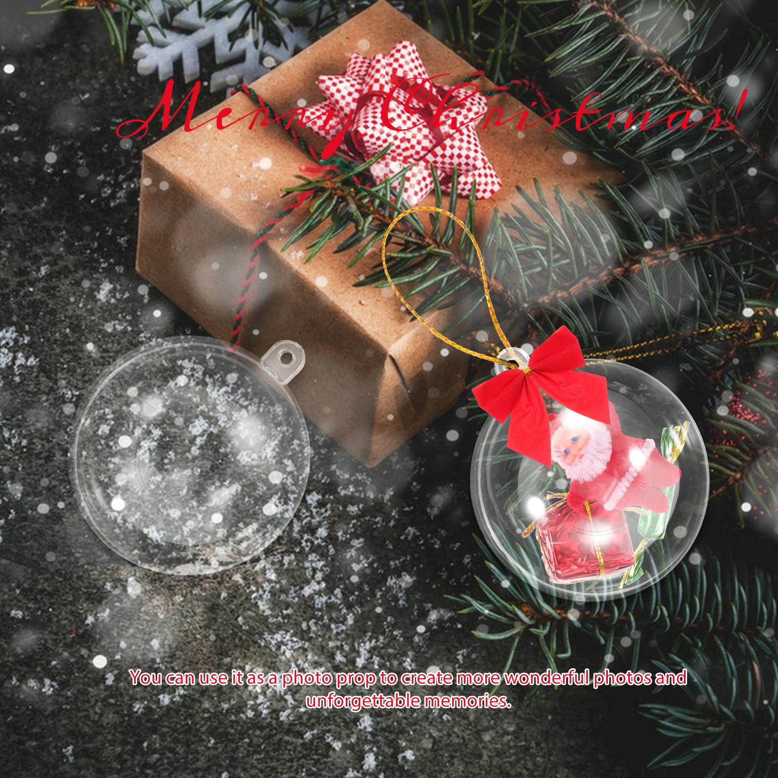 

1 Set Christmas Tree Hanging Balls Transparent Acrylic Fillable Decorative Balls Party Wedding Holiday Decorations Xmas Tree