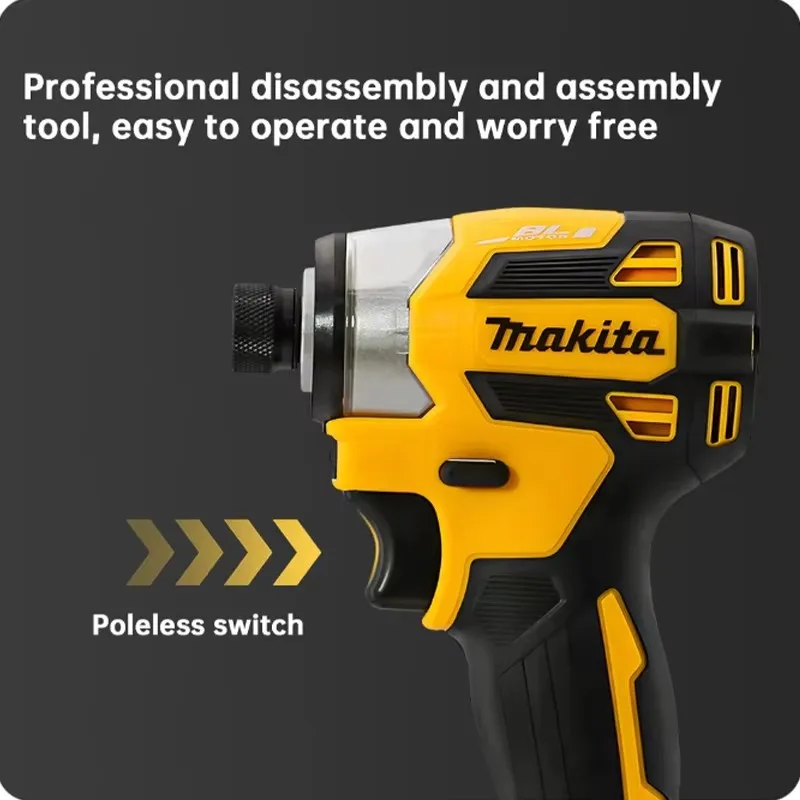 Makita-18V 6.0Ah battery cordless impact screwdriver, DTD173 brushless drill screwdriver, LED light, household screwdriver, 180