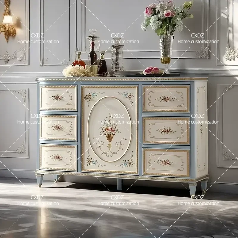 Retro Painted Entrance Cabinet Living Room Decorative Storage European Multi-functional Shoe Cabinet Dining Sideboard
