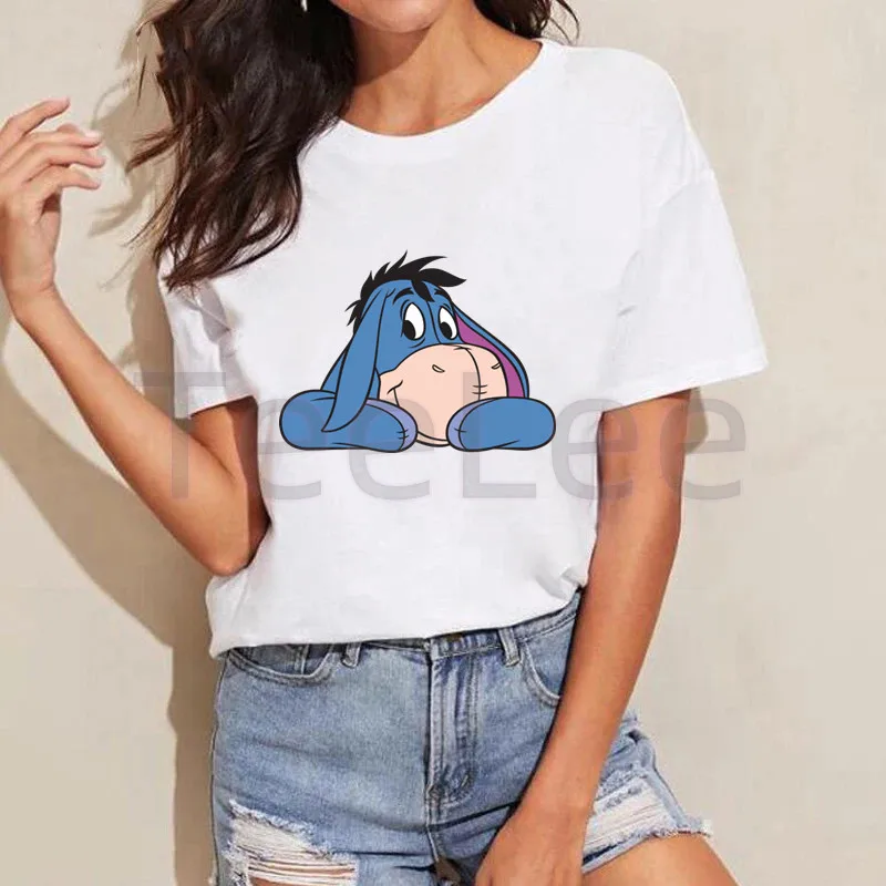Eeyore Tshirt Women Donkey T-shirt Female Aesthetic Daily Casual Tops Tshirt Printing Summer Graphic T-shirt Women Clothing