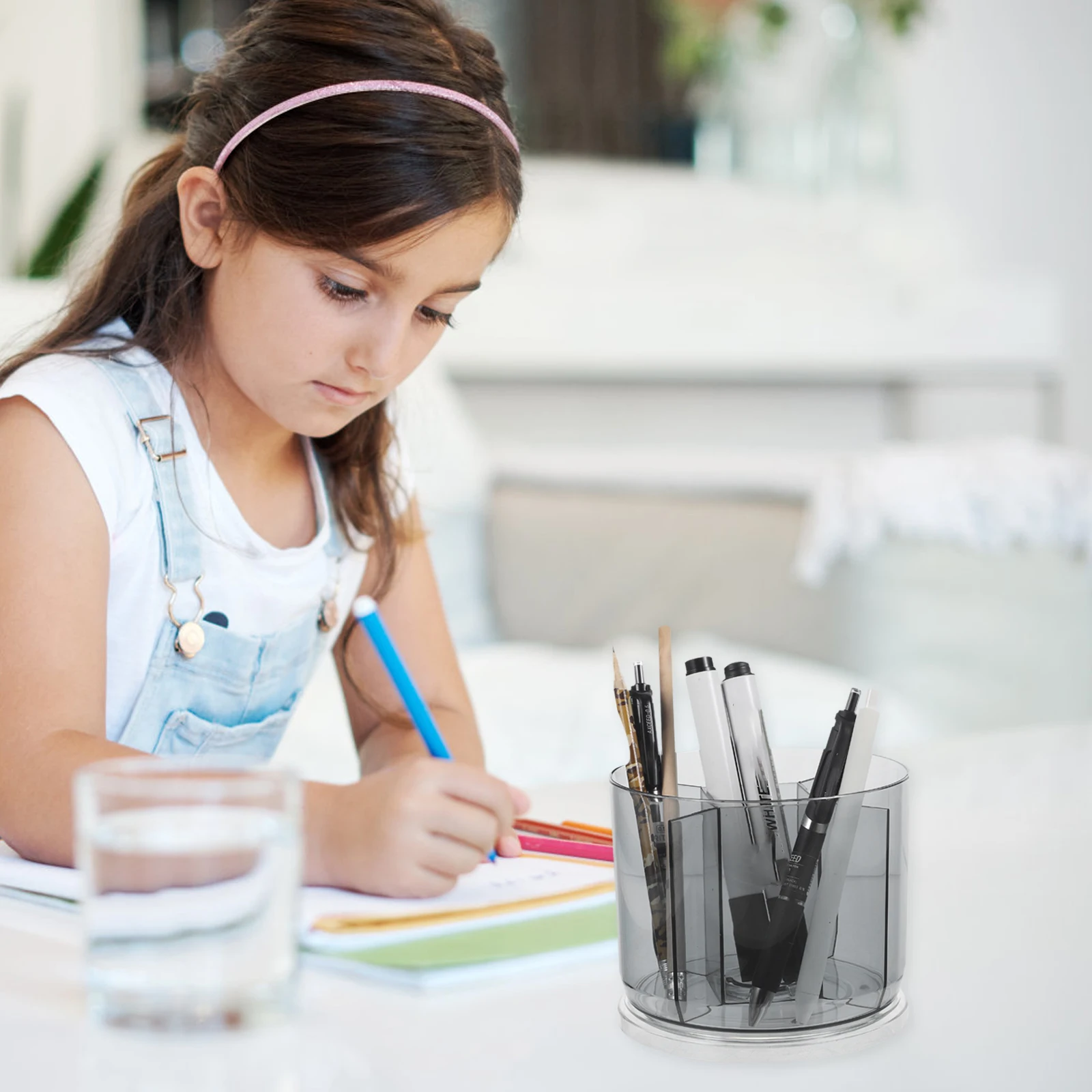 

Desk Organizer Rotating Pen Holder Plastic Pen Pencil Scissors Storage Creative Design Office School Makeup Brushes