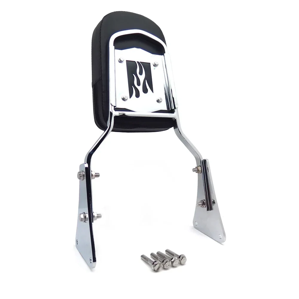 Motorcycle Flame Backrest Sissy Bar With Leather Pad For 1986-2013 Kawasaki Vulcan 1500 Classic