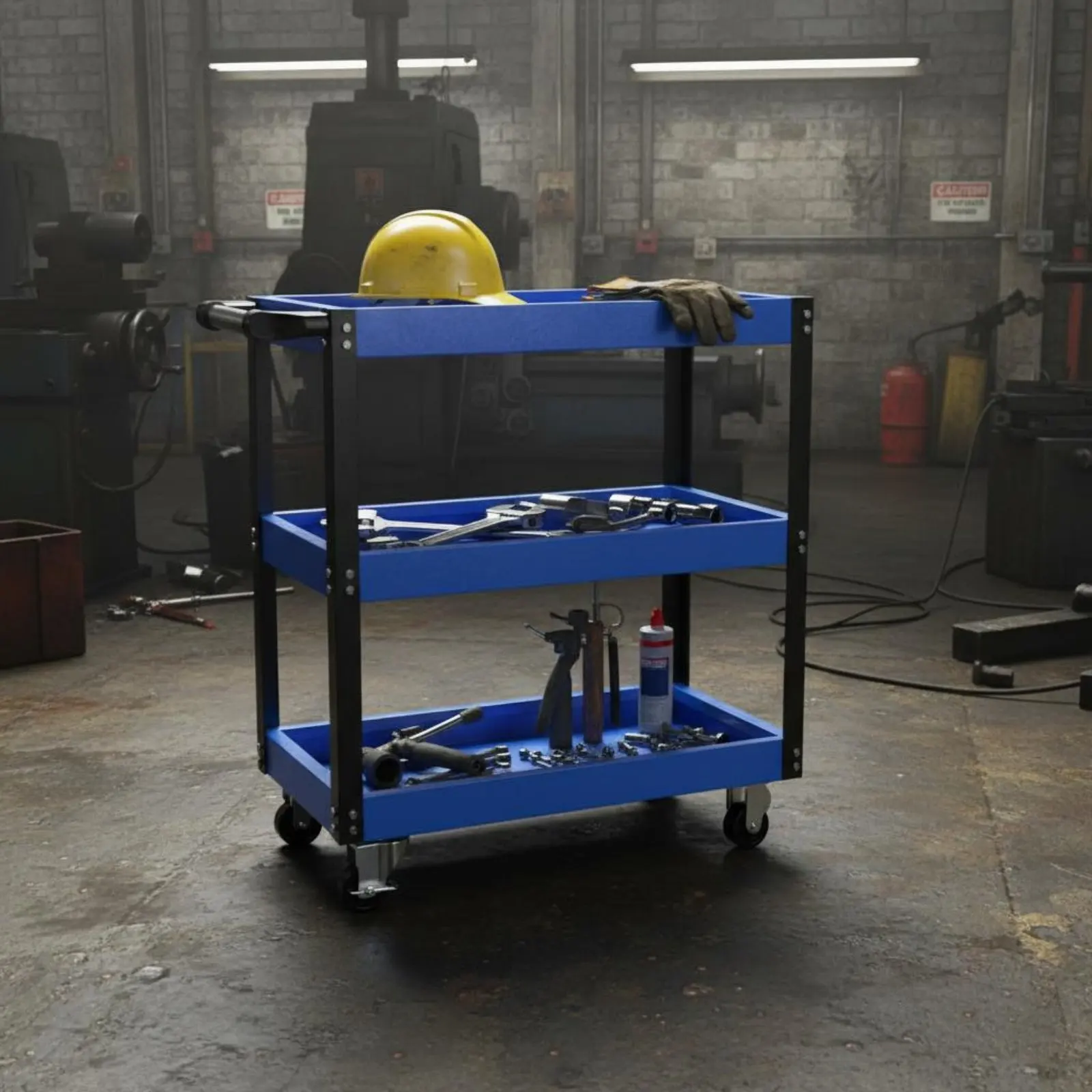 

3 Tier Tool Cart Sturdy Steel 3 Tier Rolling Tool Cart Rust-Resistant Easy Assembly for Technicians, Auto Repair Shop, Warehouse