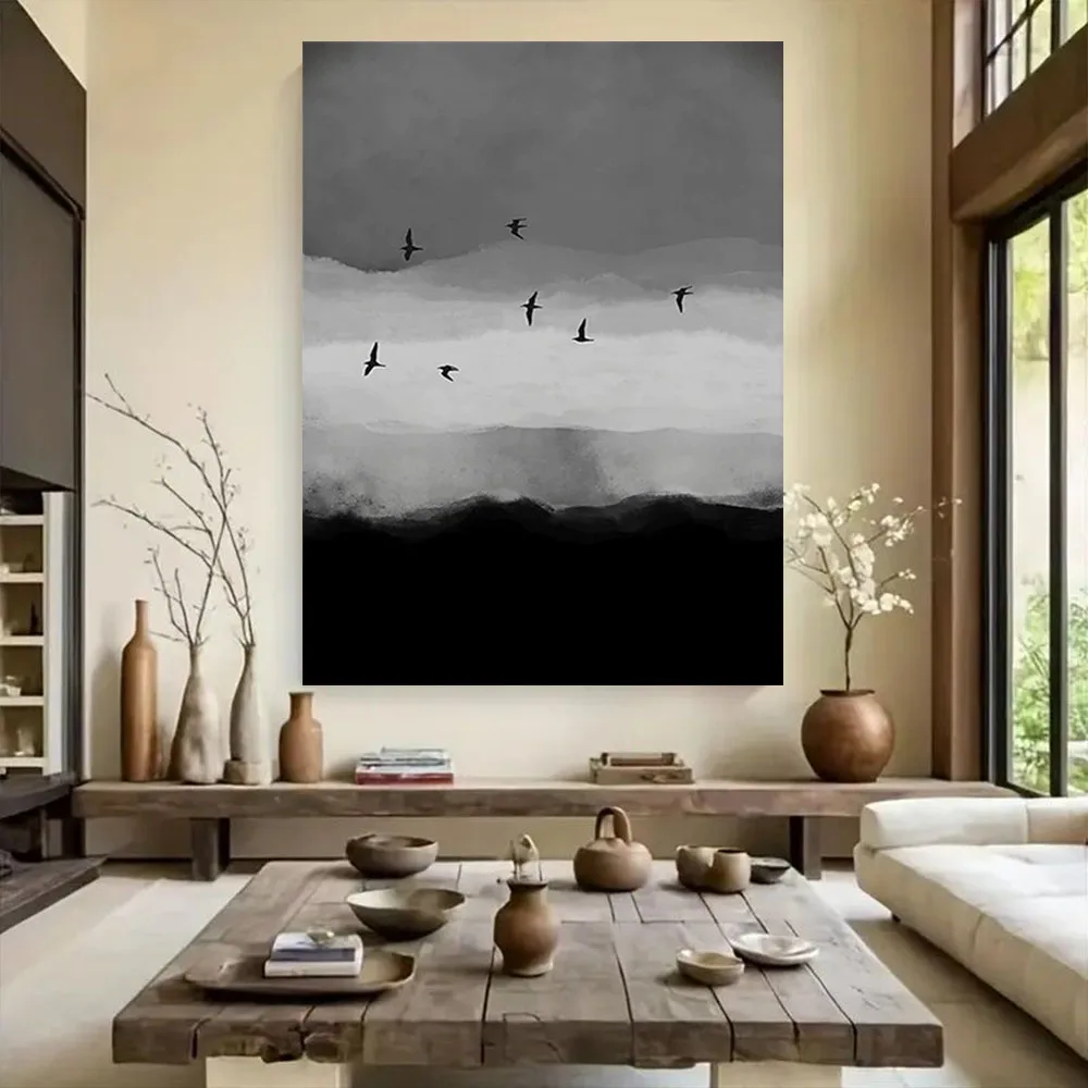 100% رسمت باليد الحديثة عرض البحر قماش صورة رائعة مجردة مشهد النفط اللوحة الشمال جدارية ديكور غرفة المعيشة المنزل