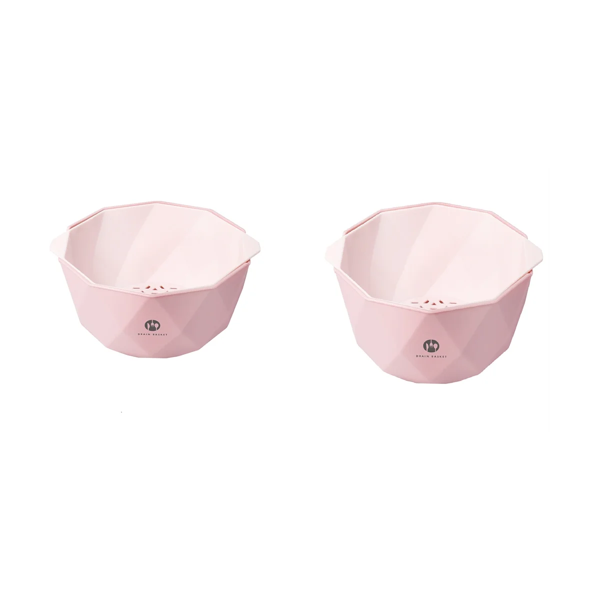 Cesta dupla camada para lavar legumes, esgoto cozinha, bacia de frutas, ferramenta de armazenamento criativo, rosa