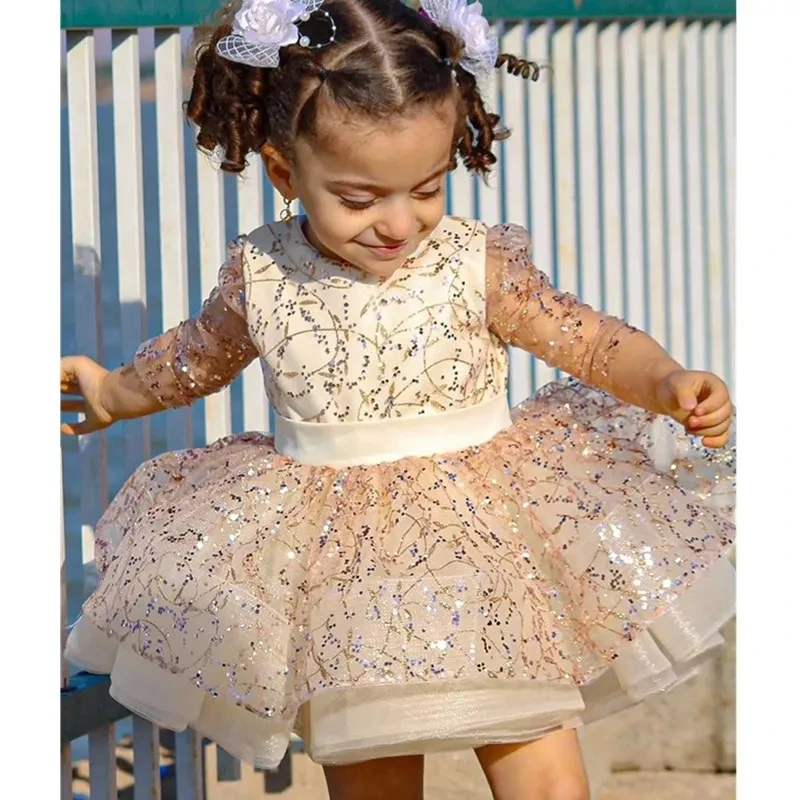 

Baby Birthday Party Dress For Girls Elegant Sequin Evening Dresses For Teenage Girls Party Frock For Wedding Kids vestidoBaby Bi