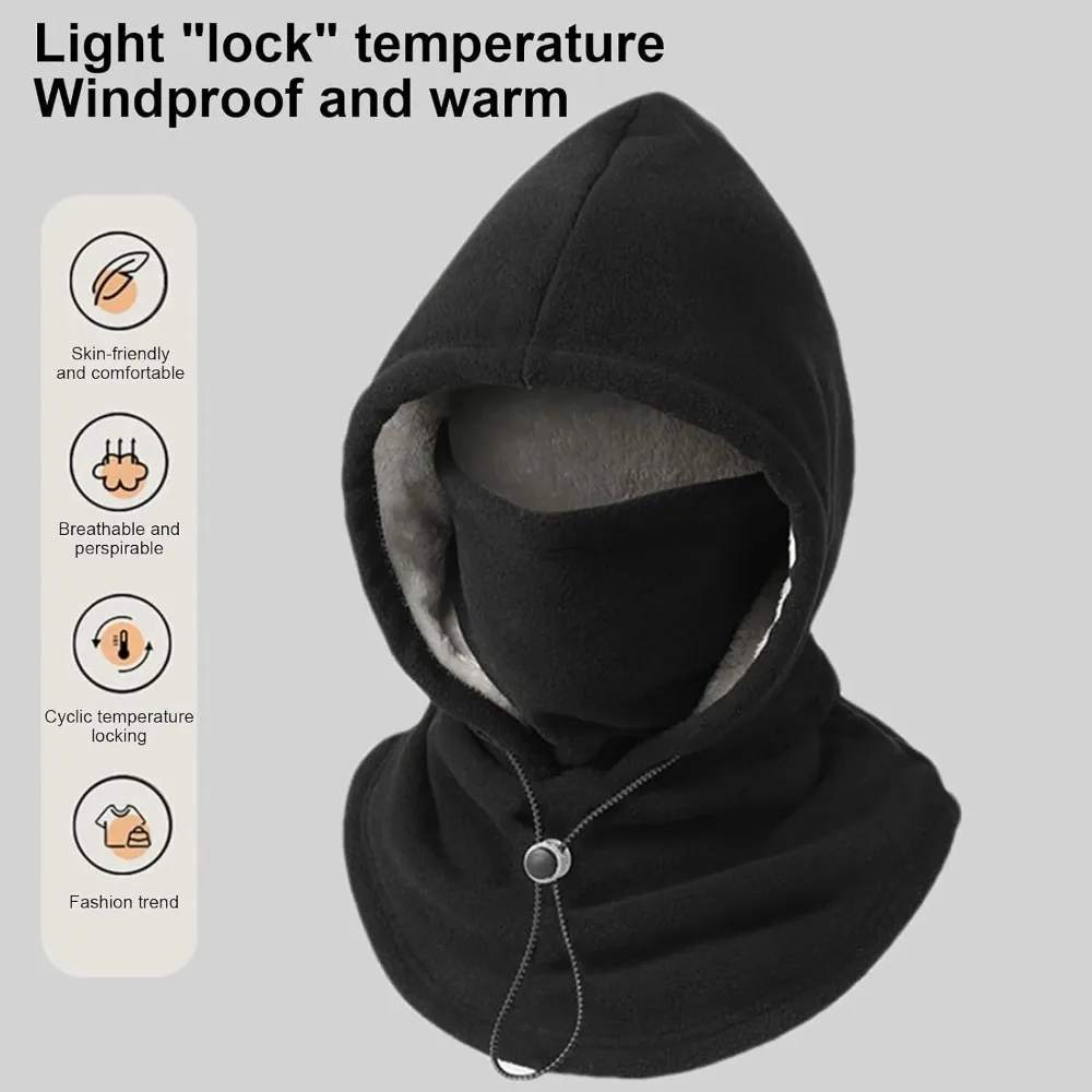 1pc Flannel Warm Mask Hood Suitable for Cycling 3-in-1 Winter Balaclava Ski Hat Windproof Full Face Mask Neck Cover Warm Hat