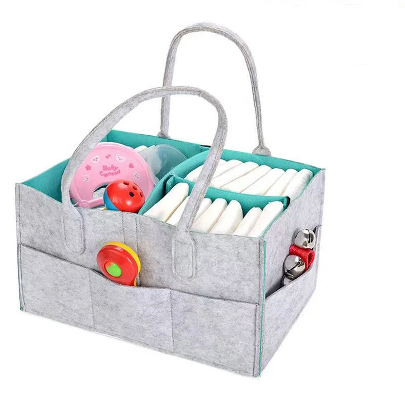 حقيبة تخزين حفاضات اللباد للأطفال، ألعاب متنوعة، حقيبة حفاضات ذات سعة كبيرة #4