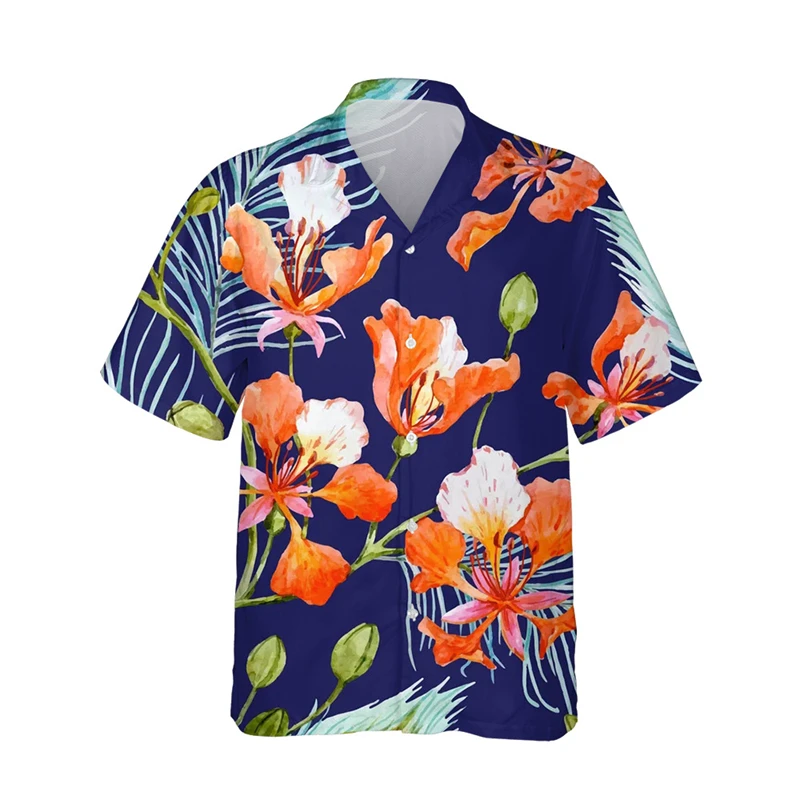 Peacock 3d Printed Shirts Men Fashion Hawaiian Shirt Short Sleeve Casual Beach Shirts Boys Single-Breasted Blouse Men's Clothing