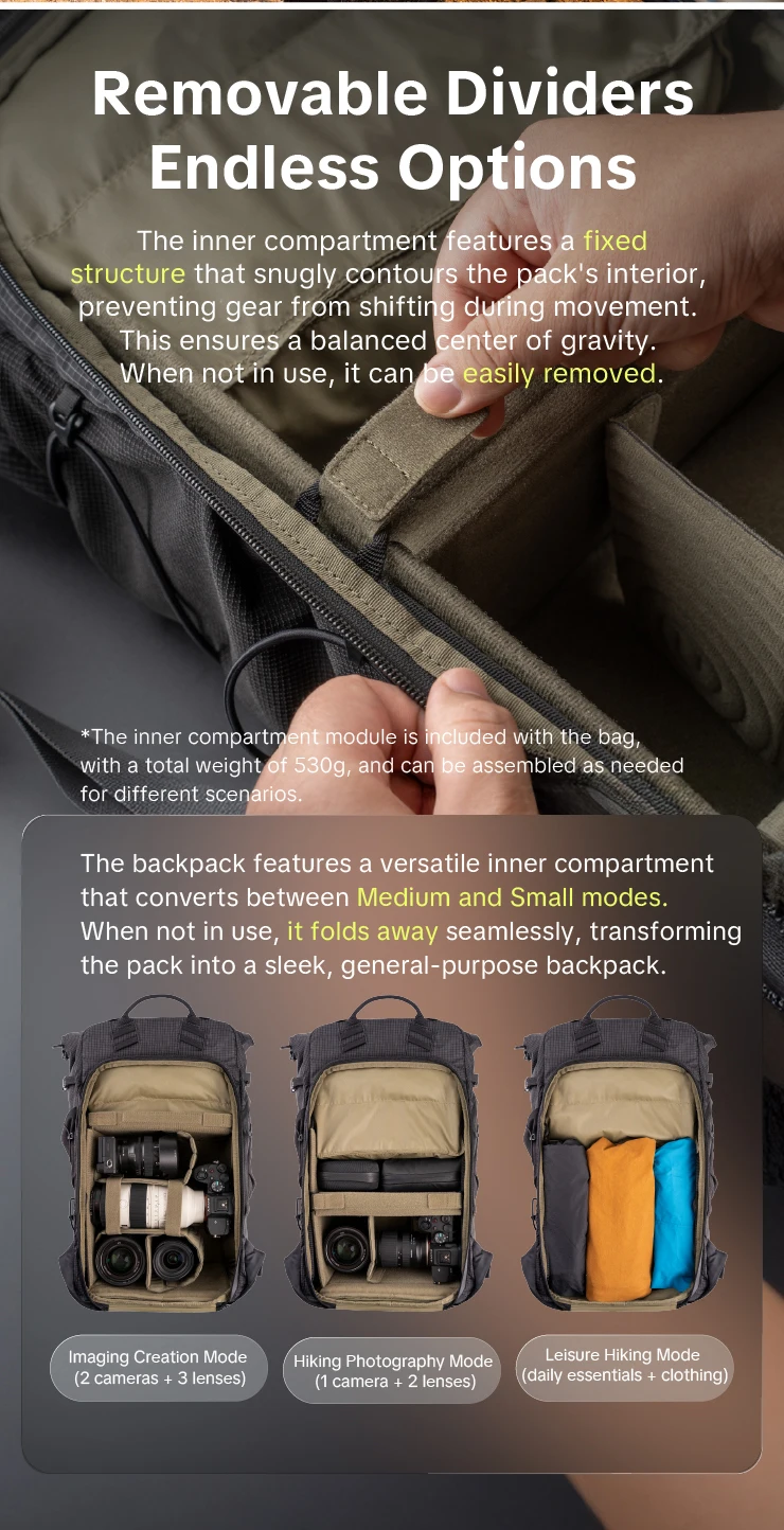 PGYTECH OnePro Ultraleichter Kamera-Rucksack Erweiterbare Kameratasche für Fotografen Outdoor-Reisen mit Regenschutz – Detail 6