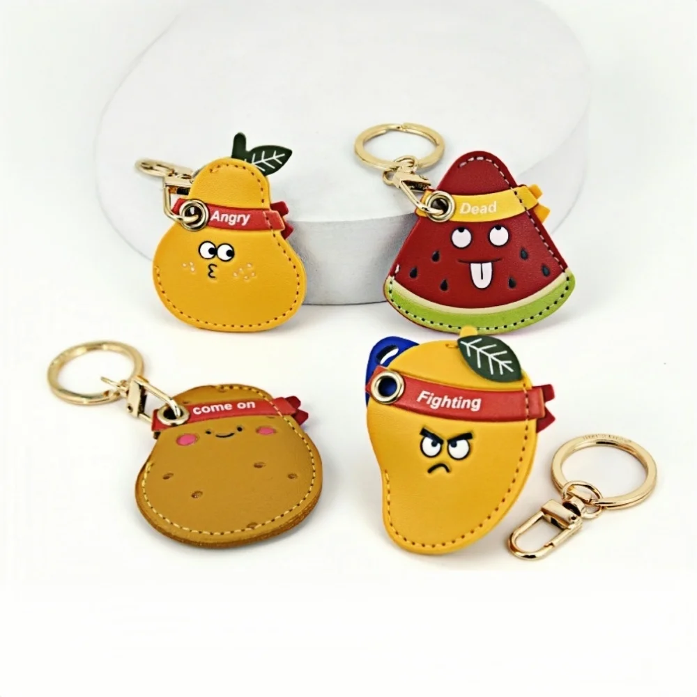 Leather Cartoon Anti-Scratch Anti-loss Keychain Shell Protective Cover Case For Apple Airtags GPS Tracker Finder Accessories