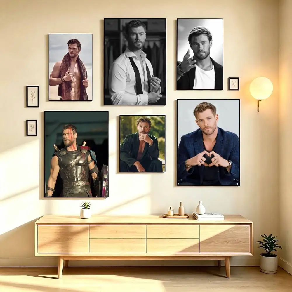 C-Chris Hemsworth Movie Star  Poster Waterproof Wall Art Sticker For Bar Living Room Vintage Decor High Quality Print Gift