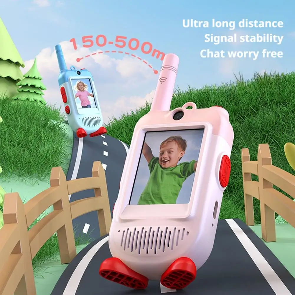 2 قطعة جهاز اتصال داخلي عبر الفيديو عالي الوضوح للأطفال صوت واضح لاسلكي قابل لإعادة الشحن اتصال داخلي للأطفال للأولاد والبنات هدية