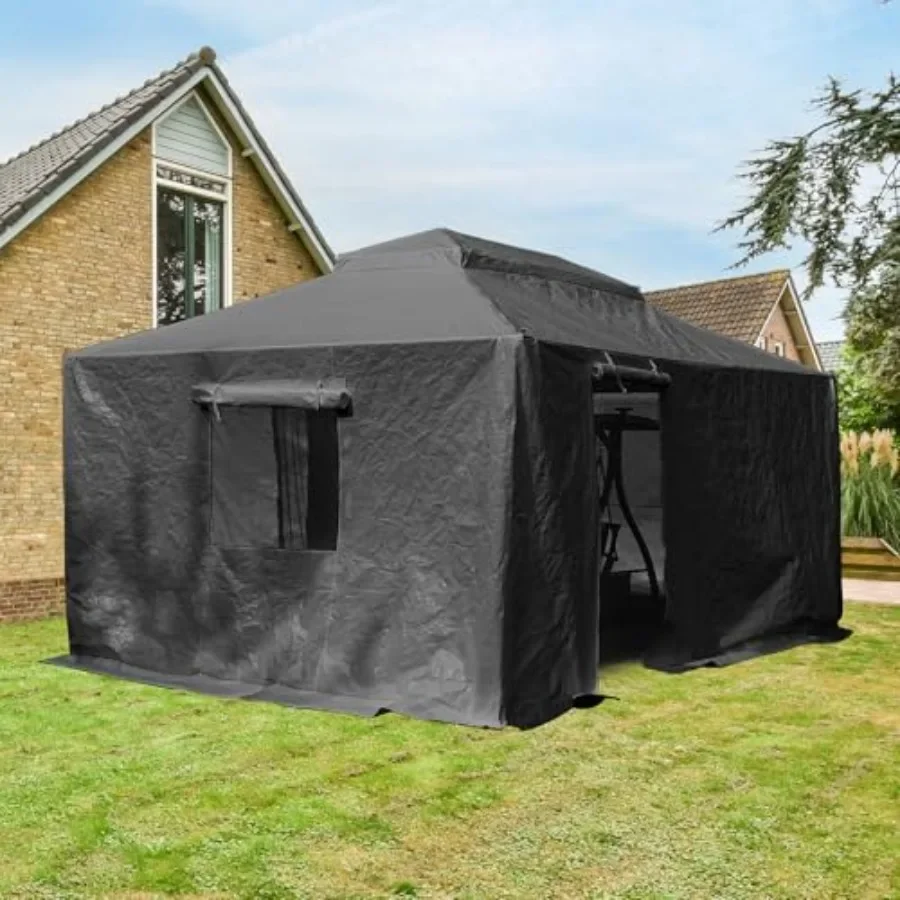 Domi 12' x20' Winter Gazebo Cover for Hardtop Gazebos, Universal Gazebo Cover with Sidewalls and Mesh Windows, All Season Water