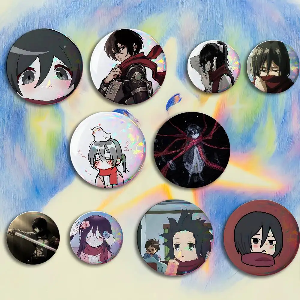 M-Mikasa Button Pin Single Pack Anime Merch for Ita Bags Badge Collectible Buttons
