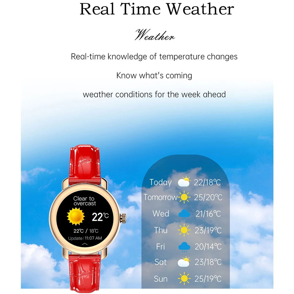 

Smart Watch Blue Tooth Control Weather Heartrate ECG Women Period Tracker Sport Fitness Waterproof Clock Music Smartwatch