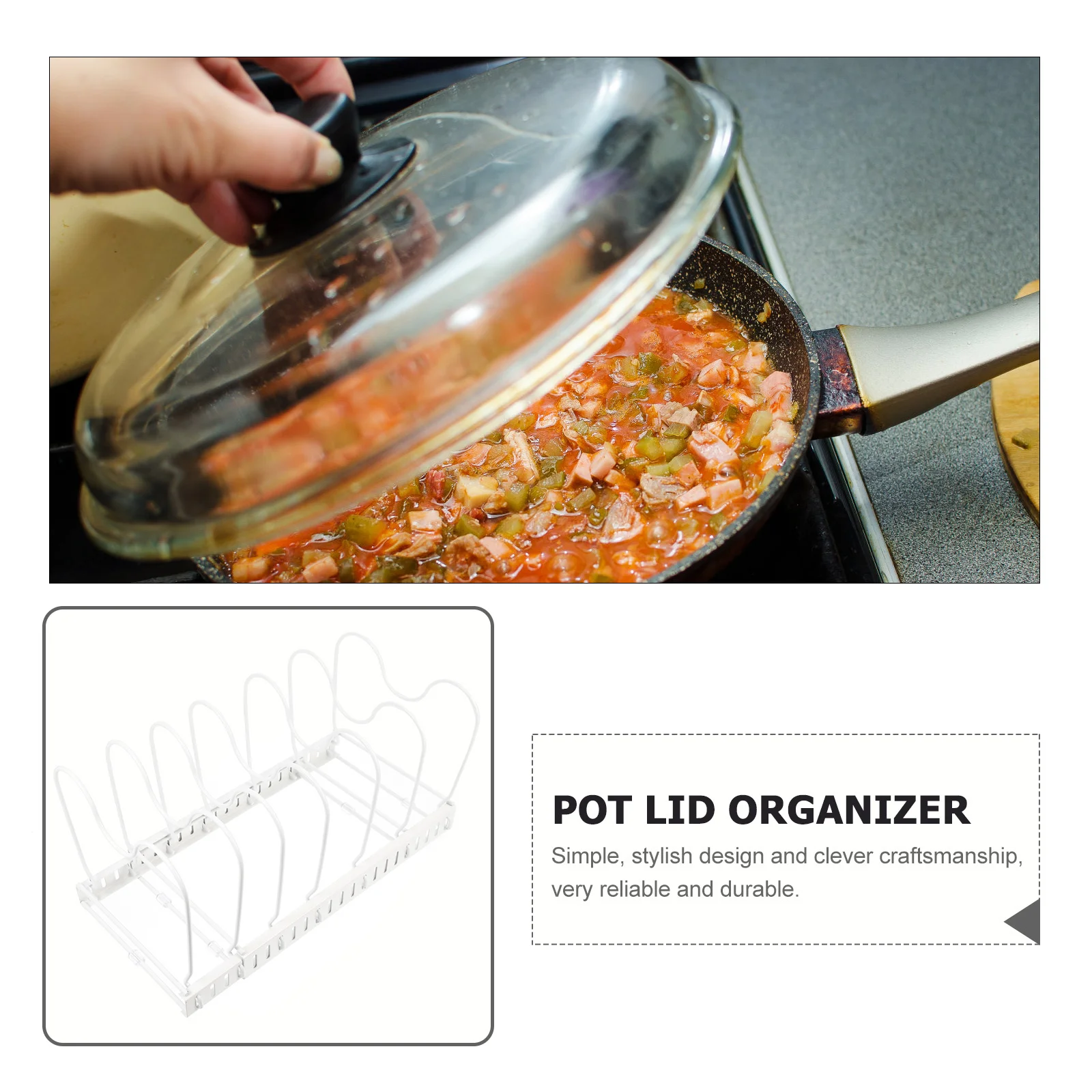 

Adjustable Expandable Pot Lid Holder Iron Kitchen Storage Rack For Pots Covers Waterproof Utensils Stand Metal Organizer