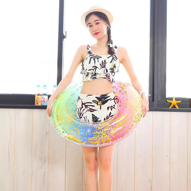 Inflatable Lifebuoy Adult and Child General Underarm Transparent Sequin Swimming Ring Pool Float Floaties for Adults image 6
