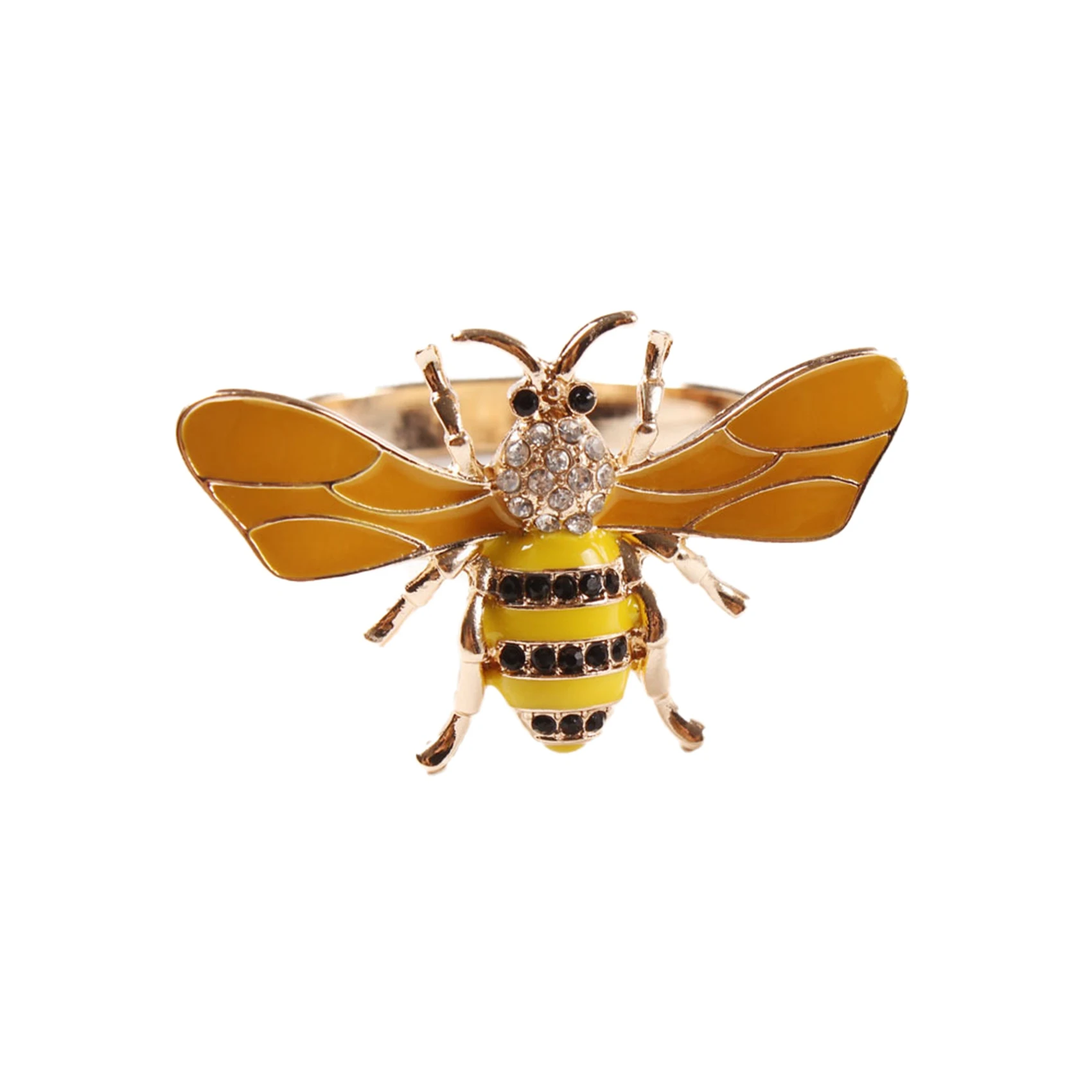 SOFT-12PCS Yellow Bee Design Metal Napkin Ring Towel Buckle Bee Napkin Holder Wedding Party Holiday Hotel Table Decoration