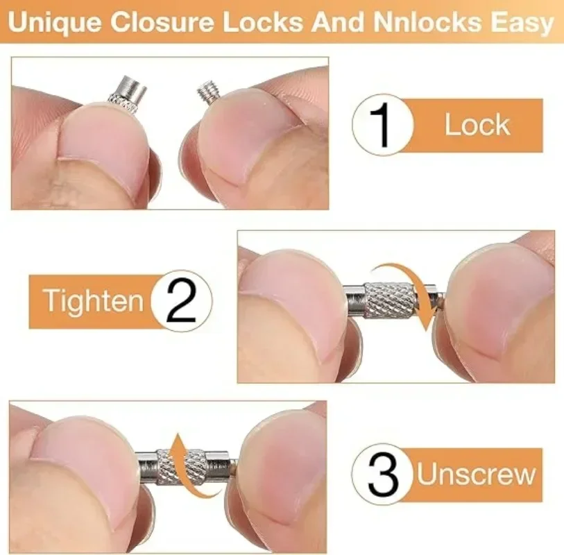 Metal Keychain Tag Ropes Stainless Steel Wire Cable Loop Screw Lock Gadget Ring Key Keyring Circle Camp Hanging Tool Hardware image 4