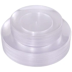 25 Clear Plastic Plates-Heavy Duty Clear Disposable Plates for Party/Wedding-Clear Dinner Plates Dessert/Salad Plates For Party