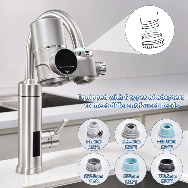 Faucet Water Filter, LED Display Water Purifier To Reduce Lead, Chlorine & Heavy Metals, Sink Water Filter