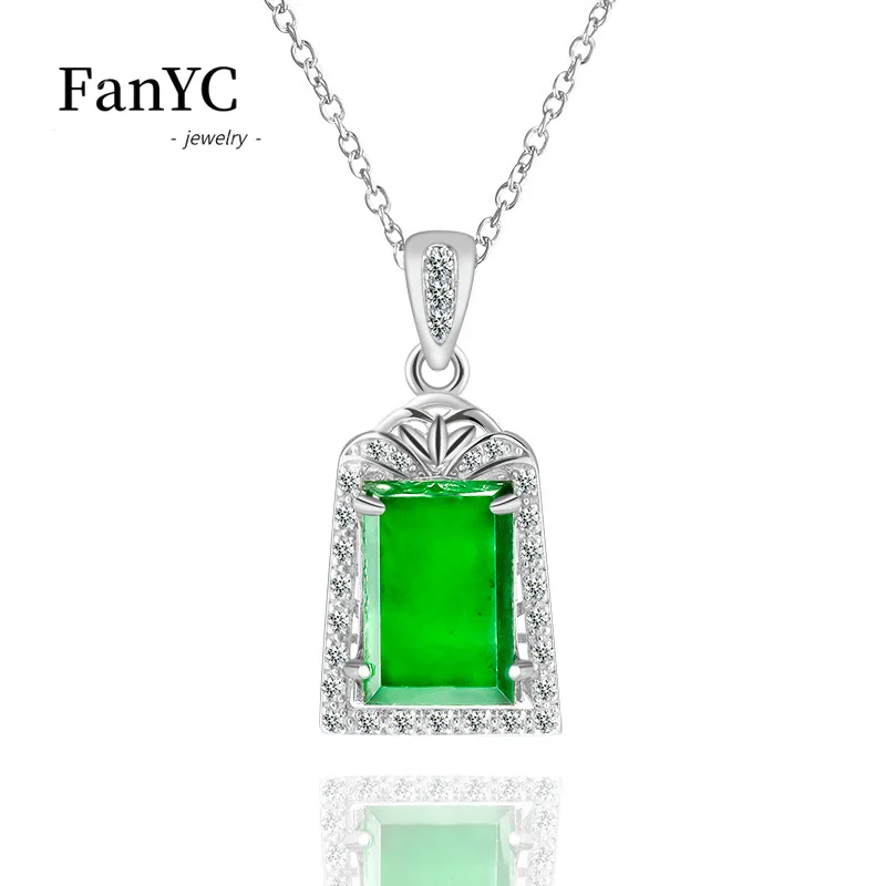 

Myanmar A-goods Jadeite Small Amulet Pendant S925 Silver Inlaid Fashion Charm Ice Jade Senior Necklace Jewellery Ladies Gift