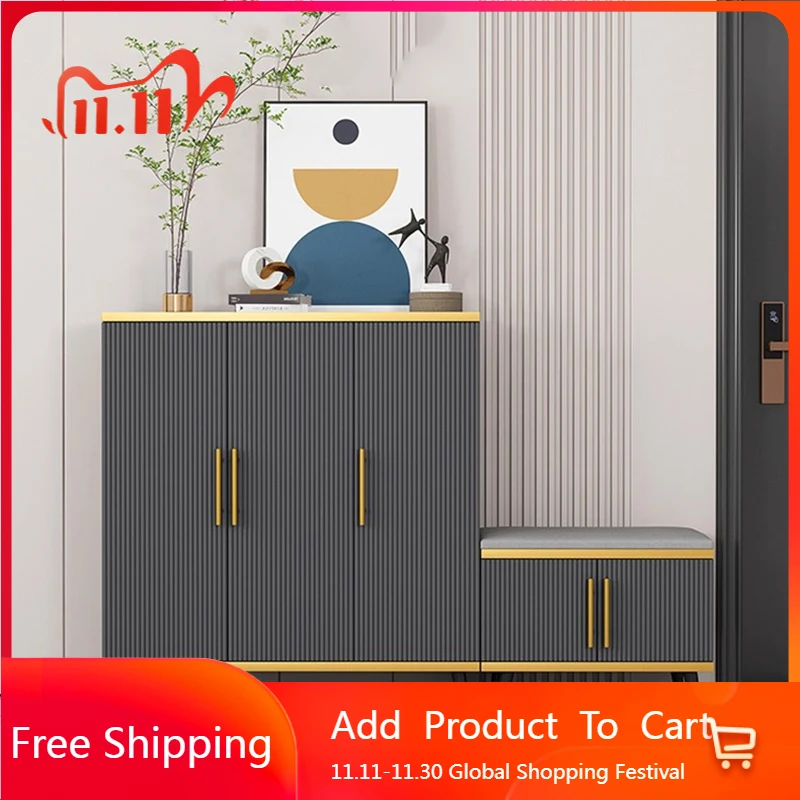 

Modern Bench Shoe Cabinet Organizer Storage Cupboard Luxury Nordic Shoe Shelf Italian Minimalist Sapateira Entrance Furniture